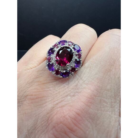 NEW rhodolite garnet and amethyst ring in sterling silver size 7 - Picture 4 of 16